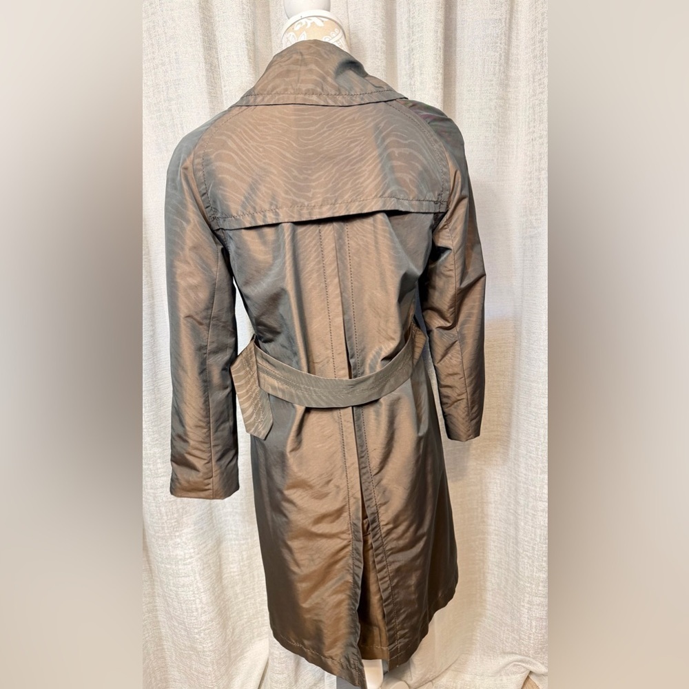 Via Spiga Brown Zebra Jacquard Trench Coat XS Belted Lightweight - Picture 5 of 13